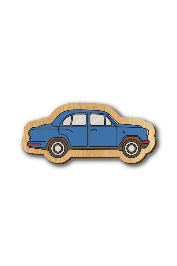 Blue Ambassador Car - Hand-painted Wooden Pin