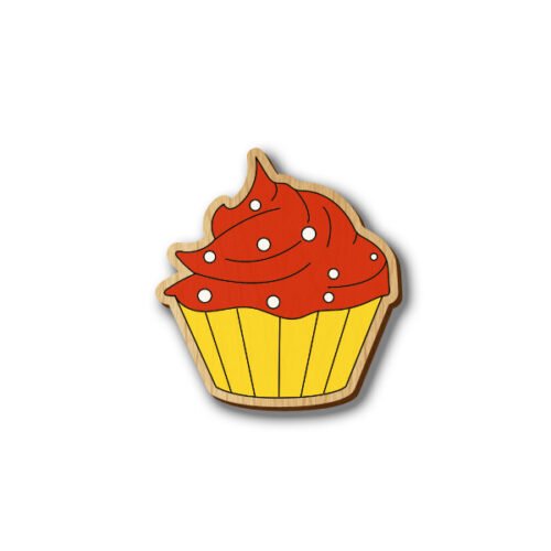 Red Cupcake - Hand-painted Wooden Pin