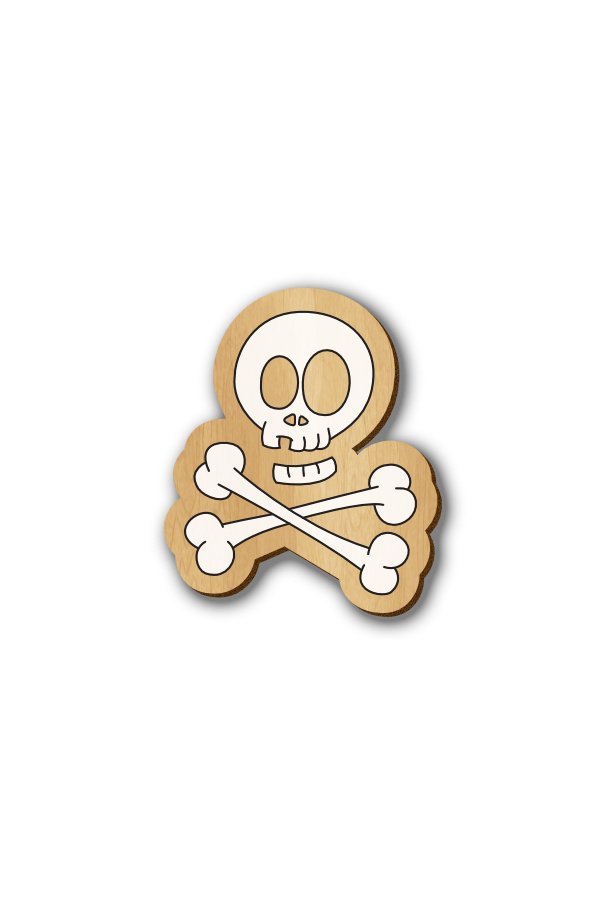 Skull - Hand-painted Wooden Pin