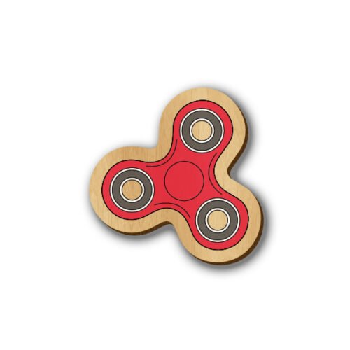 Fidget Spinner Red- Hand-painted Wooden Pin