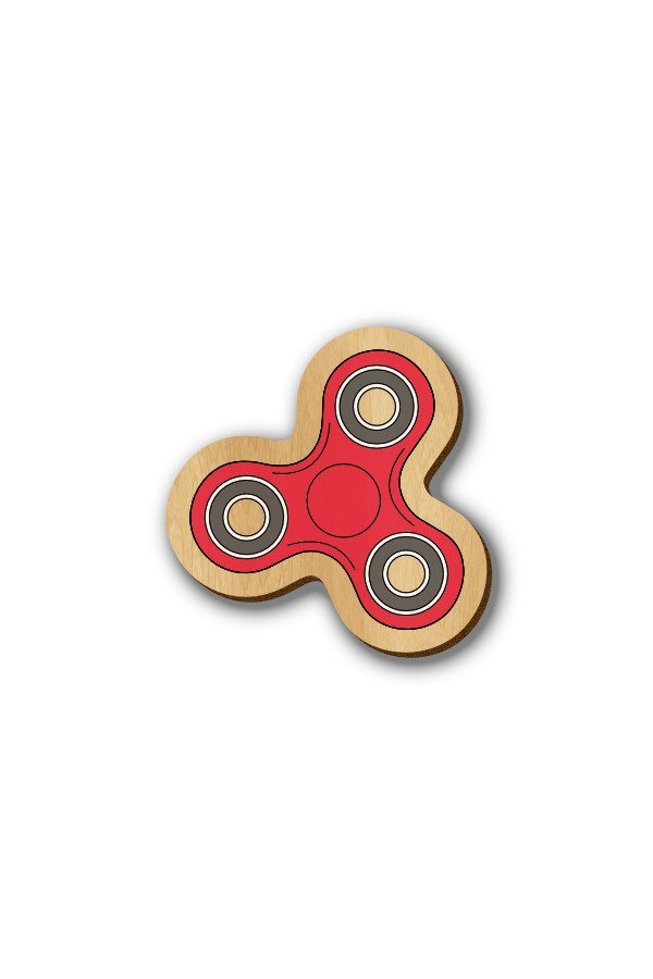 Fidget Spinner Red- Hand-painted Wooden Pin
