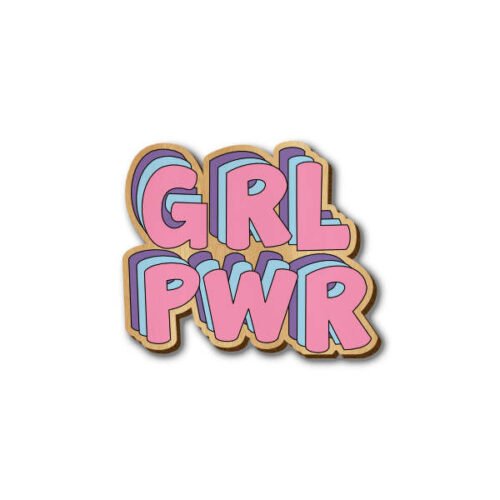 Girl Power Text - Hand-painted Wooden Pin