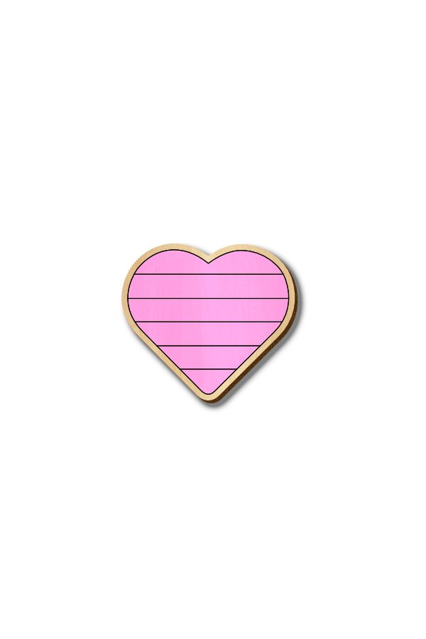Pink Heart - Hand-painted Wooden Pin
