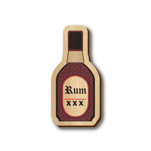 Old Monk Bottle - Hand-painted Wooden Pin