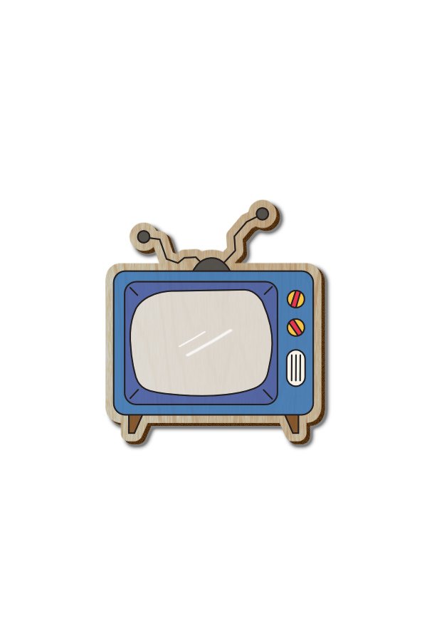 Old TV - Hand-painted Wooden Pin