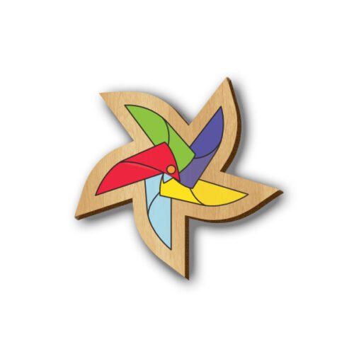 Multicolor Pinwheel - Hand-painted Wooden Pin