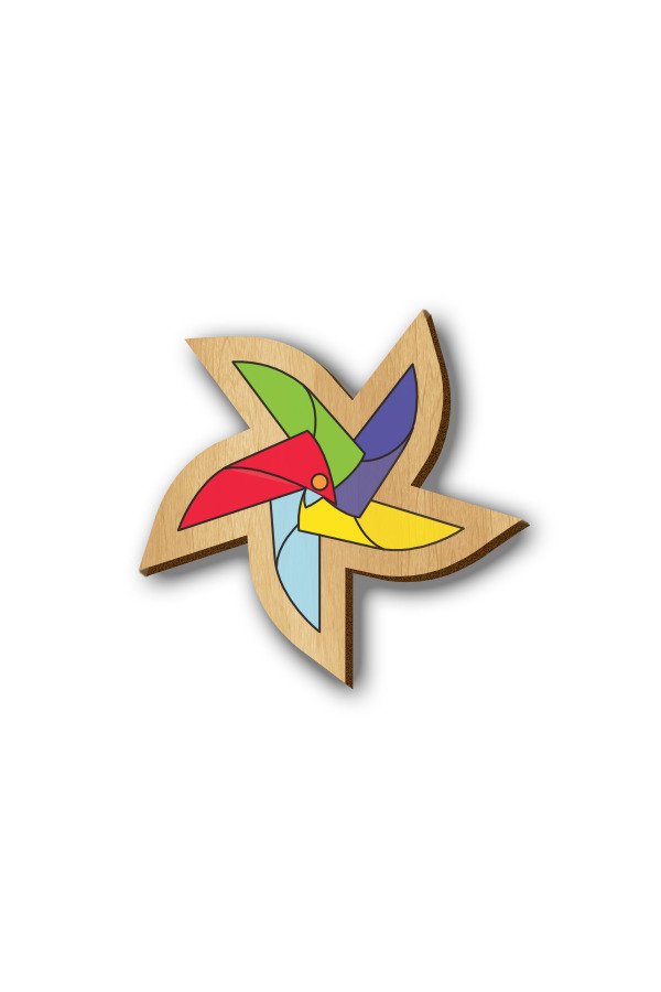 Multicolor Pinwheel - Hand-painted Wooden Pin