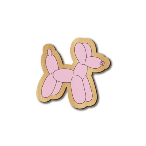 Pink Balloon Dog - Hand-painted Wooden Pin