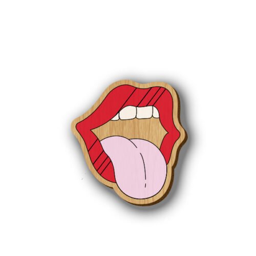 Rolling Tongue - Hand-painted wooden Pin
