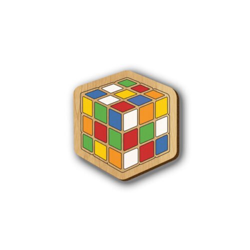 Rubik Cube - Hand-painted Wooden Pin
