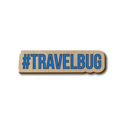 Travel bug Hashtag - Hand-painted Wooden Pin