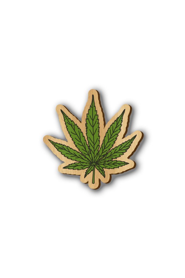Weed Cannabis leaf - Hand-painted wooden Pin