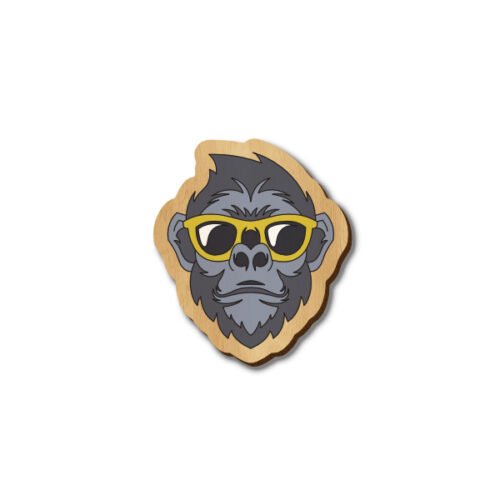 Monkey with Yellow glasses - Hand-painted Wooden Pin