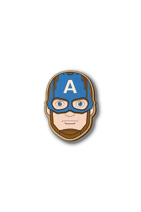 Captain America - Hand-painted Wooden Pin