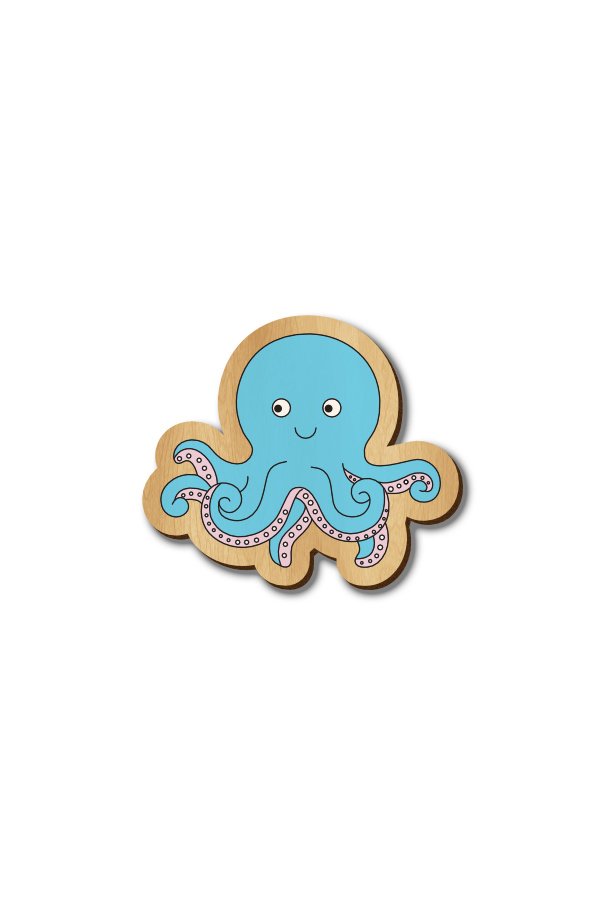 Octopus - Hand-painted Wooden Pin Octopus - Hand-painted Wooden Pin
