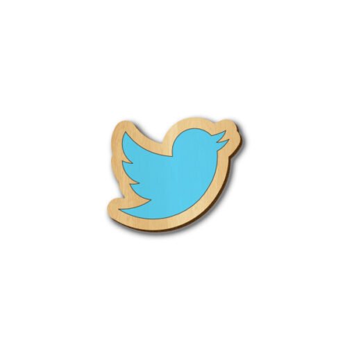 Twitter Icon - Hand-painted Wooden Pin