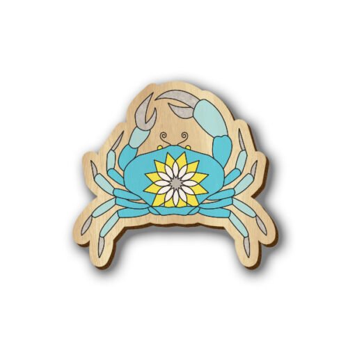 Cancer Zodiac Sign - Hand-painted Wooden Lapel Pin