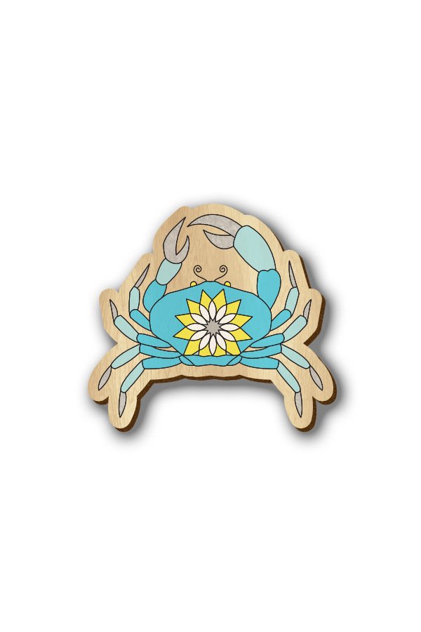 Cancer Zodiac Sign - Hand-painted Wooden Lapel Pin Cancer Zodiac Sign - Hand-painted Wooden Lapel Pin