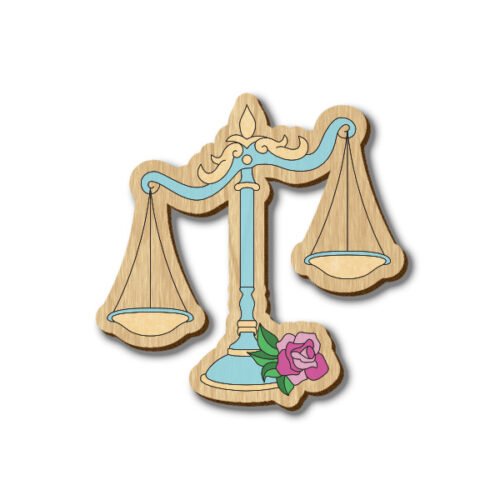 Libra Zodiac Sign - Hand-painted Wooden Lapel Pin