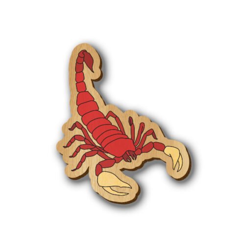 Scorpion Zodiac Sign - Hand-painted Wooden Lapel Pin