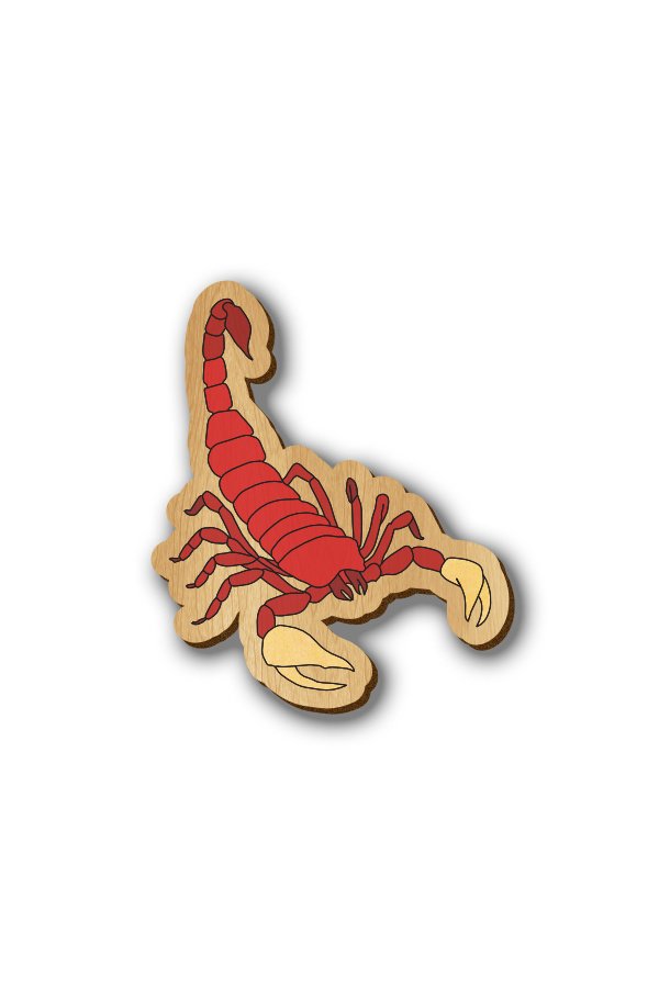 Scorpion Zodiac Sign - Hand-painted Wooden Lapel Pin