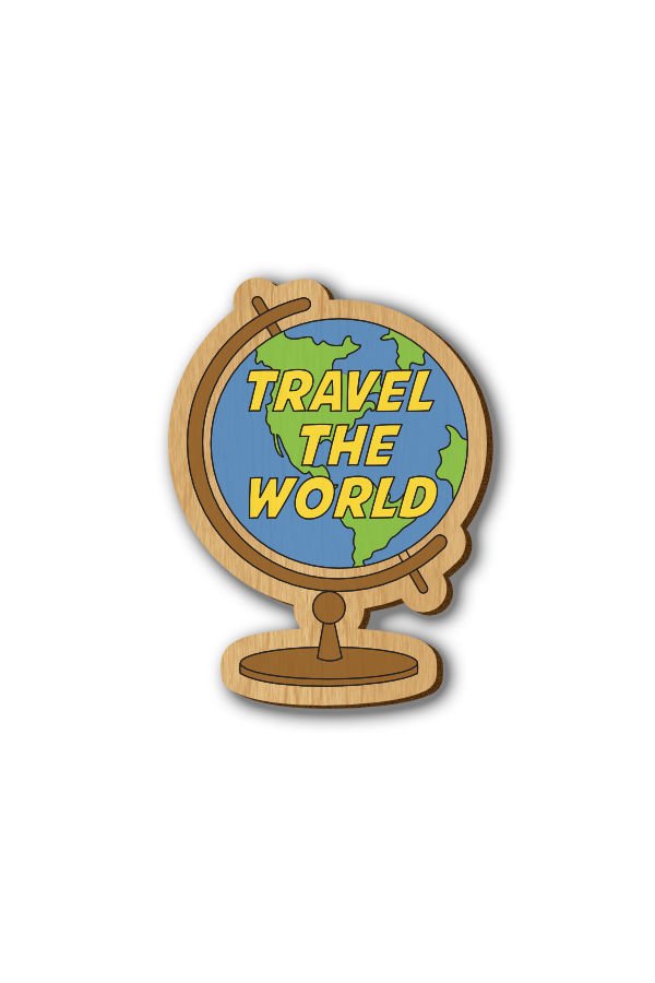 Travel the World - Hand-painted Wooden Lapel Pin