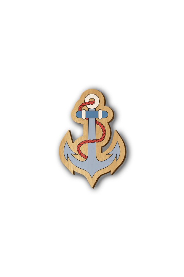 Anchor - Hand-painted Wooden Lapel Pin