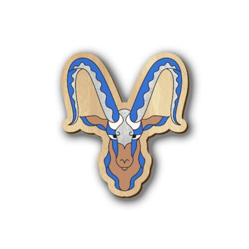 Capricorn Zodiac Sign - Hand-painted Wooden Lapel Pin