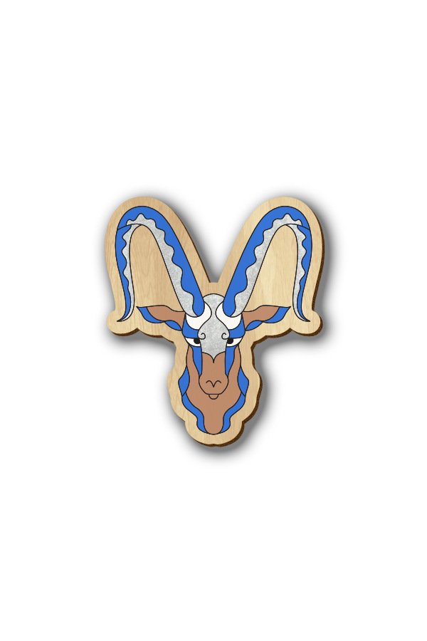 Capricorn Zodiac Sign - Hand-painted Wooden Lapel Pin Capricorn Zodiac Sign - Hand-painted Wooden Lapel Pin