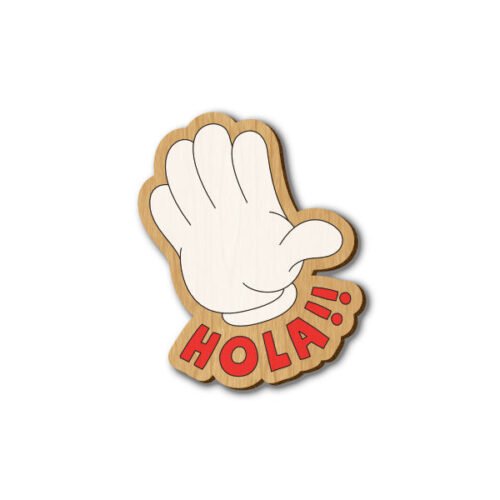 Hola Text - Hand-painted Wooden Lapel Pin