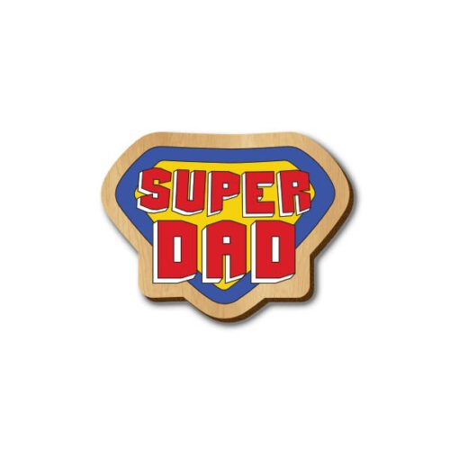 Super Dad Text - Hand-painted Wooden Pin