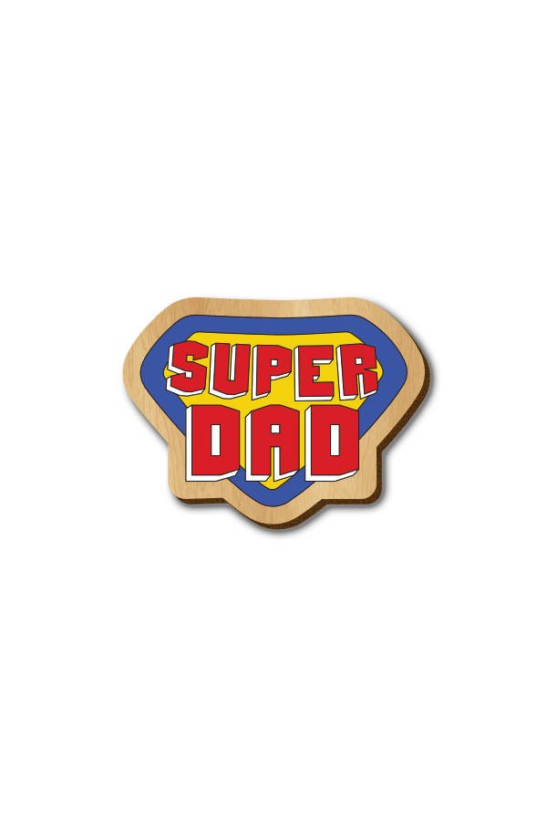 Super Dad Text - Hand-painted Wooden Pin