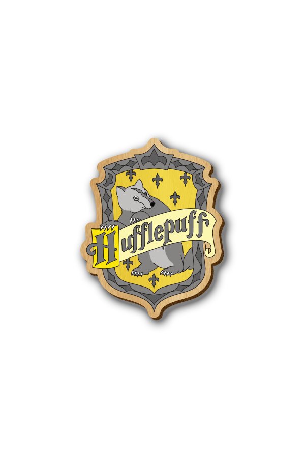 Harry Potter Hufflepuff - Hand-painted Wooden lapel Pin & Fridge Magnet Harry Potter Hufflepuff - Hand-painted Wooden lapel Pin & Fridge Magnet