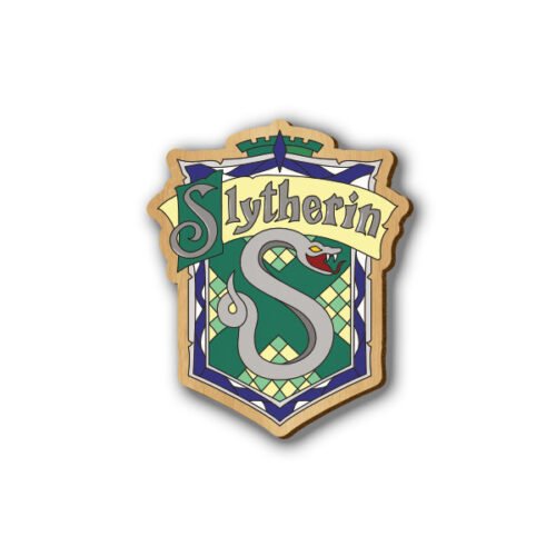 Harry Potter Slytherin - Hand-painted Wooden Lapel Pin & Fridge Magnet