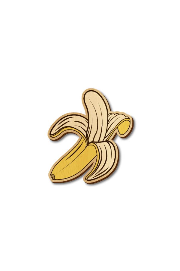 Banana - Hand Painted Wooden Lapel Pin Banana - Hand Painted Wooden Lapel Pin