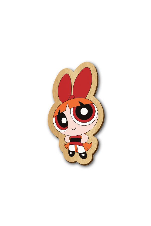 Blossom PowerPuff Girls - Hand Painted Wooden Lapel Pin